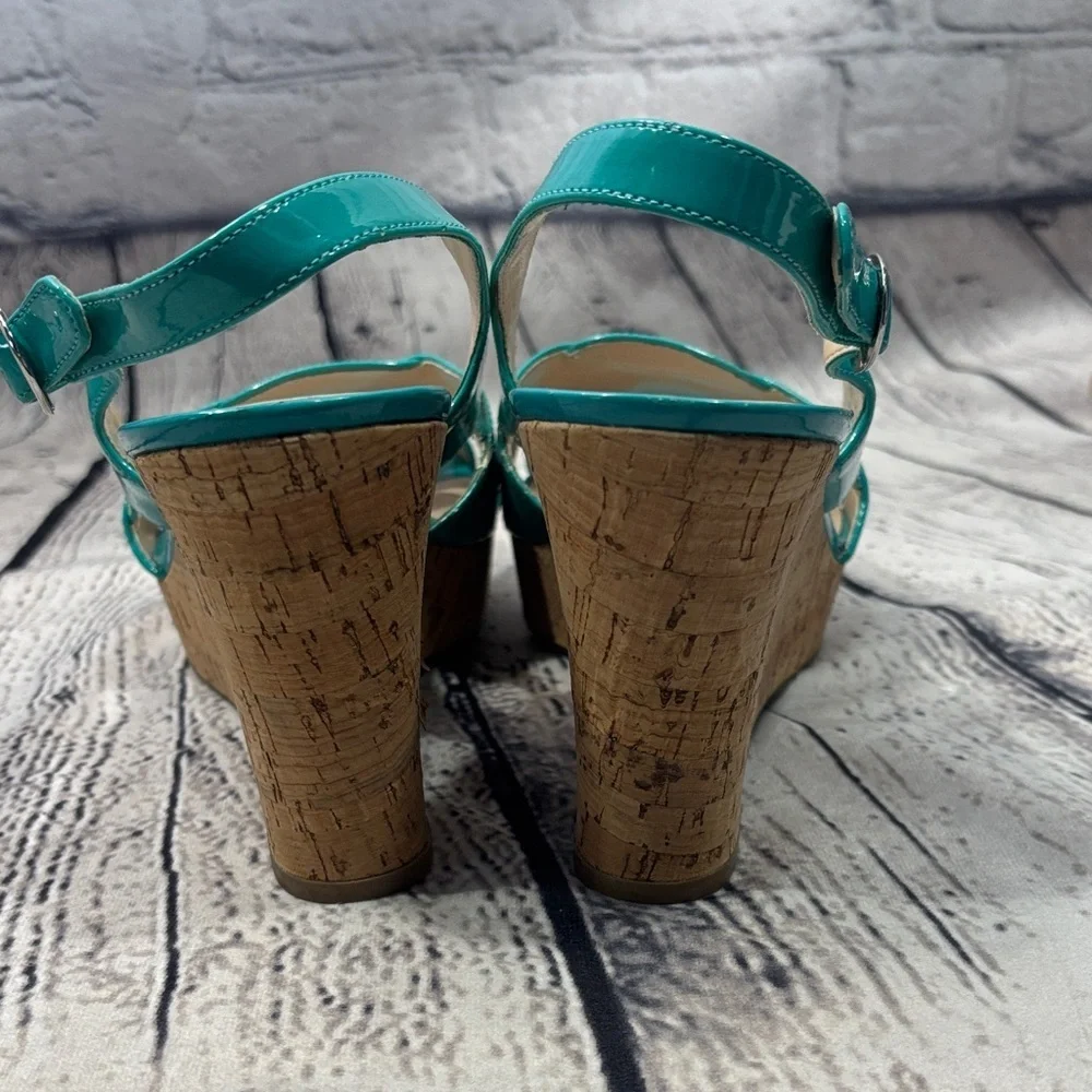 Franco Sarto Aqua Patent Wedge Sandals